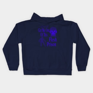 Get Me Out Of This Flesh Prison - Meme Funny Retro Sci Fi Computer Blue Kids Hoodie